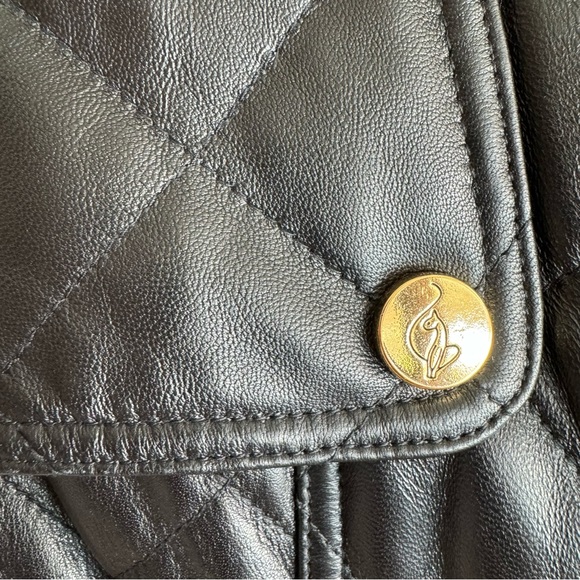 Quilted Black Leather Trench Coat Y2K Baby Phat long black jacket Kimora Lee - Picture 14 of 16